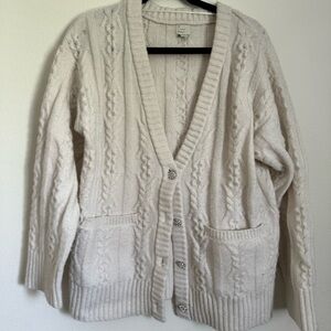 Women's Cream Cable Knit Cardigan